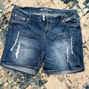 Wallflower Women's Distressed Blue Jean Shorts